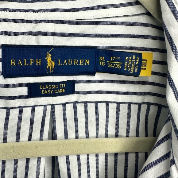 Ralph Lauren Classic Fit Grey Striped Long Sleeve Shirt Size XL - Picture 8 of 10